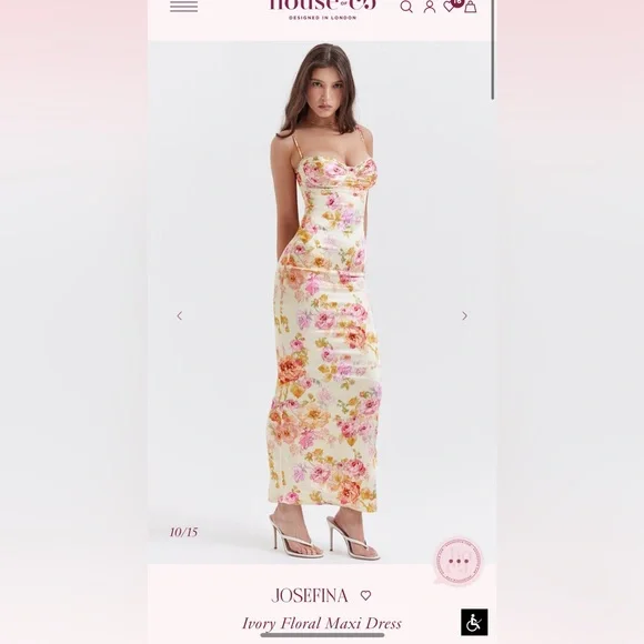 House of CB | Dresses | House Of Cb Ivory Floral Maxi Dress | Poshmark